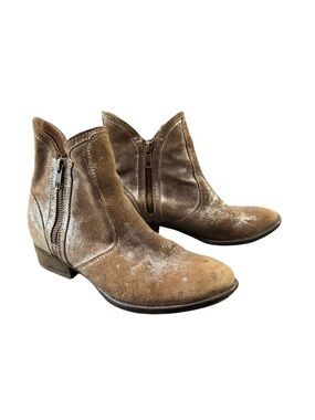 1037 / Seychelles Brown & Silver Leather Suede Ankle Boots Women’s Size 6